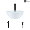 Rene 16" Round Porcelain Bathroom Sink, White, with Faucet, R2-5031-W-R9-7003-ABR