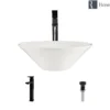 Rene 17" Round Porcelain Bathroom Sink, Biscuit, with Faucet, R2-5015-B-R9-7003-ABR