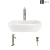 Rene 17" Round Porcelain Bathroom Sink, Biscuit, with Faucet, R2-5011-B-R9-7001-BN