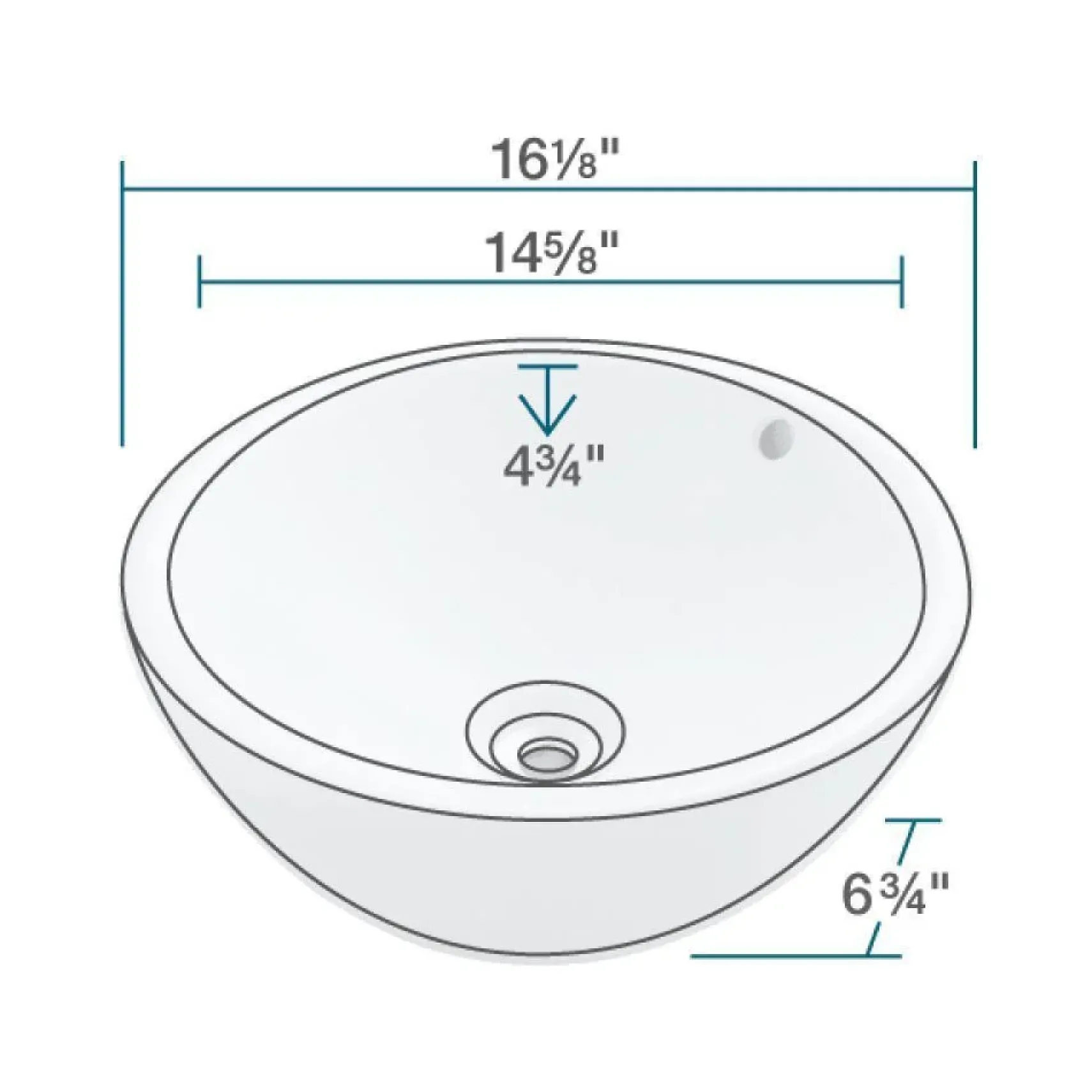 Rene 16" Round Porcelain Bathroom Sink, White, with Faucet, R2-5031-W-R9-7001-ABR