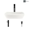 Rene 17" Round Porcelain Bathroom Sink, Biscuit, with Faucet, R2-5011-B-R9-7003-ABR