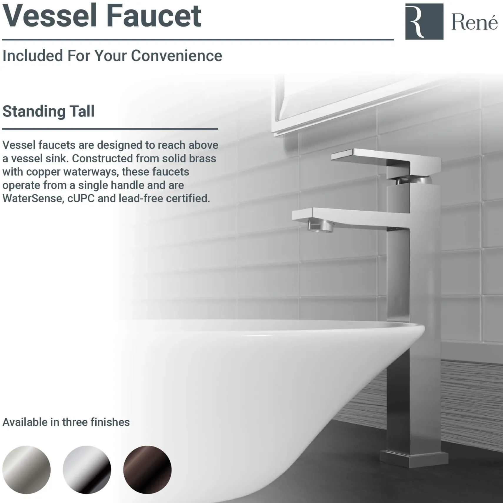 Rene 17" Round Porcelain Bathroom Sink, Biscuit, with Faucet, R2-5011-B-R9-7003-ABR