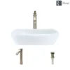 Rene 17" Round Porcelain Bathroom Sink, White, with Faucet, R2-5011-W-R9-7006-BN