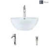 Rene 16" Round Porcelain Bathroom Sink, White, with Faucet, R2-5031-W-R9-7006-C