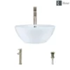 Rene 16" Round Porcelain Bathroom Sink, White, with Faucet, R2-5031-W-R9-7003-BN