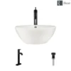 Rene 16" Round Porcelain Bathroom Sink, Biscuit, with Faucet, R2-5031-B-R9-7001-ABR