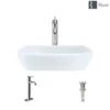Rene 17" Round Porcelain Bathroom Sink, White, with Faucet, R2-5011-W-R9-7001-C