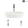 Rene 17" Round Porcelain Bathroom Sink, Biscuit, with Faucet, R2-5011-B-R9-7003-C