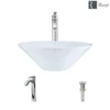 Rene 17" Round Porcelain Bathroom Sink, White, with Faucet, R2-5015-W-R9-7006-C
