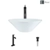 Rene 17" Round Porcelain Bathroom Sink, White, with Faucet, R2-5015-W-R9-7001-ABR