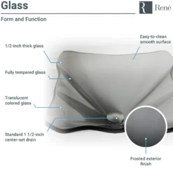 Rene 17" Specialty Glass Bathroom Sink, Smoky Black, with Faucet, R5-5012-R9-7001-BN