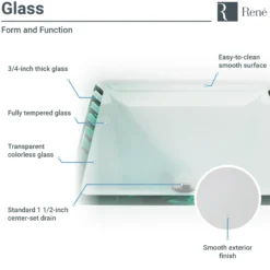 Rene 17" Square Glass Bathroom Sink, Crystal, with Faucet, R5-5003-CRY-R9-7001-ABR