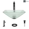 Rene 17" Square Glass Bathroom Sink, Textured, with Faucet, R5-5004-R9-7001-ABR