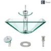 Rene 17" Square Glass Bathroom Sink, Crystal, with Faucet, R5-5003-CRY-WF-C