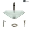Rene 17" Square Glass Bathroom Sink, Textured, with Faucet, R5-5004-R9-7007-BN