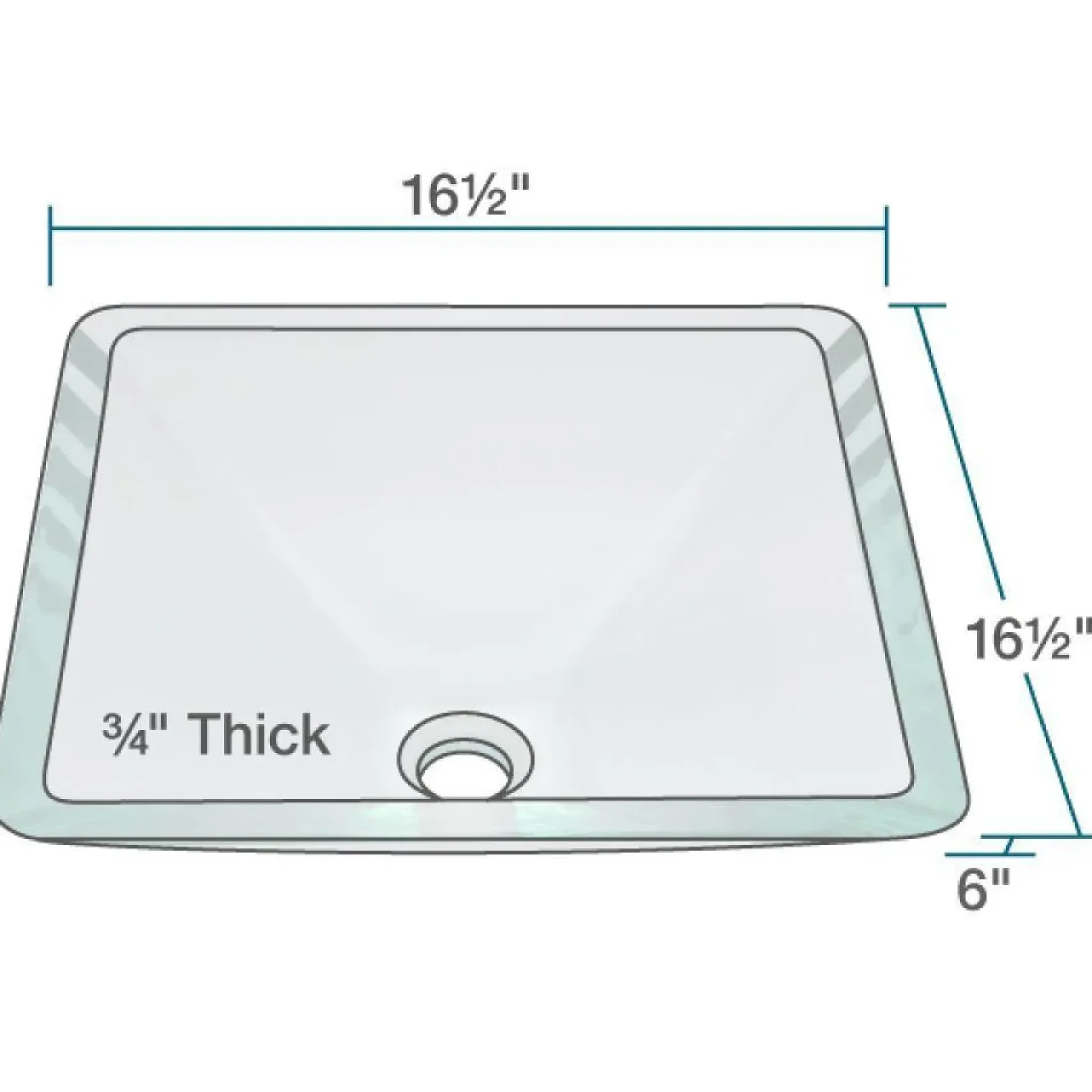 Rene 17" Square Glass Bathroom Sink, Crystal, with Faucet, R5-5003-CRY-WF-ABR