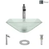 Rene 17" Square Glass Bathroom Sink, Textured, with Faucet, R5-5004-R9-7007-C