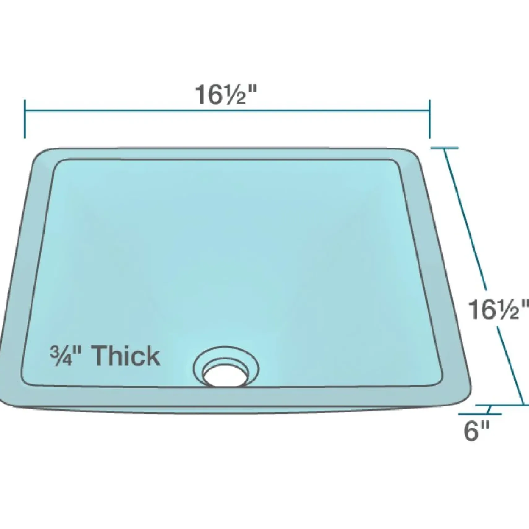 Rene 17" Square Glass Bathroom Sink, Cerulean, with Faucet, R5-5003-CER-R9-7003-ABR