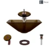 Rene 17" Square Glass Bathroom Sink, Cashmere, with Faucet, R5-5003-CAS-WF-ORB