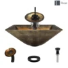 Rene 17" Square Glass Bathroom Sink, Metallic Green and Gold, with Faucet, R5-5036-WF-ABR