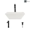 Rene 16" Square Porcelain Bathroom Sink, Biscuit, with Faucet, R2-5010-B-R9-7006-ABR