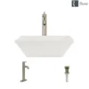 Rene 16" Square Porcelain Bathroom Sink, Biscuit, with Faucet, R2-5010-B-R9-7001-BN