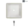 Rene 16" Square Porcelain Bathroom Sink, Biscuit, R2-1006-B-PUD-C