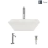 Rene 16" Square Porcelain Bathroom Sink, Biscuit, with Faucet, R2-5010-B-R9-7001-C