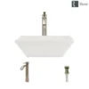 Rene 16" Square Porcelain Bathroom Sink, Biscuit, with Faucet, R2-5010-B-R9-7006-BN