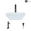 Rene 16" Square Porcelain Bathroom Sink, White, with Faucet, R2-5010-W-R9-7001-ABR