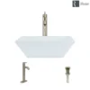 Rene 16" Square Porcelain Bathroom Sink, White, with Faucet, R2-5010-W-R9-7001-BN
