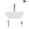 Rene 16" Square Porcelain Bathroom Sink, Biscuit, with Faucet, R2-5010-B-R9-7003-BN