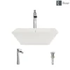 Rene 16" Square Porcelain Bathroom Sink, Biscuit, with Faucet, R2-5010-B-R9-7007-C
