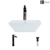 Rene 16" Square Porcelain Bathroom Sink, White, with Faucet, R2-5010-W-R9-7007-ABR