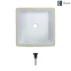 Rene 16" Square Porcelain Bathroom Sink, White, R2-1006-W-PUD-ABR