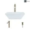 Rene 16" Square Porcelain Bathroom Sink, White, with Faucet, R2-5010-W-R9-7006-BN
