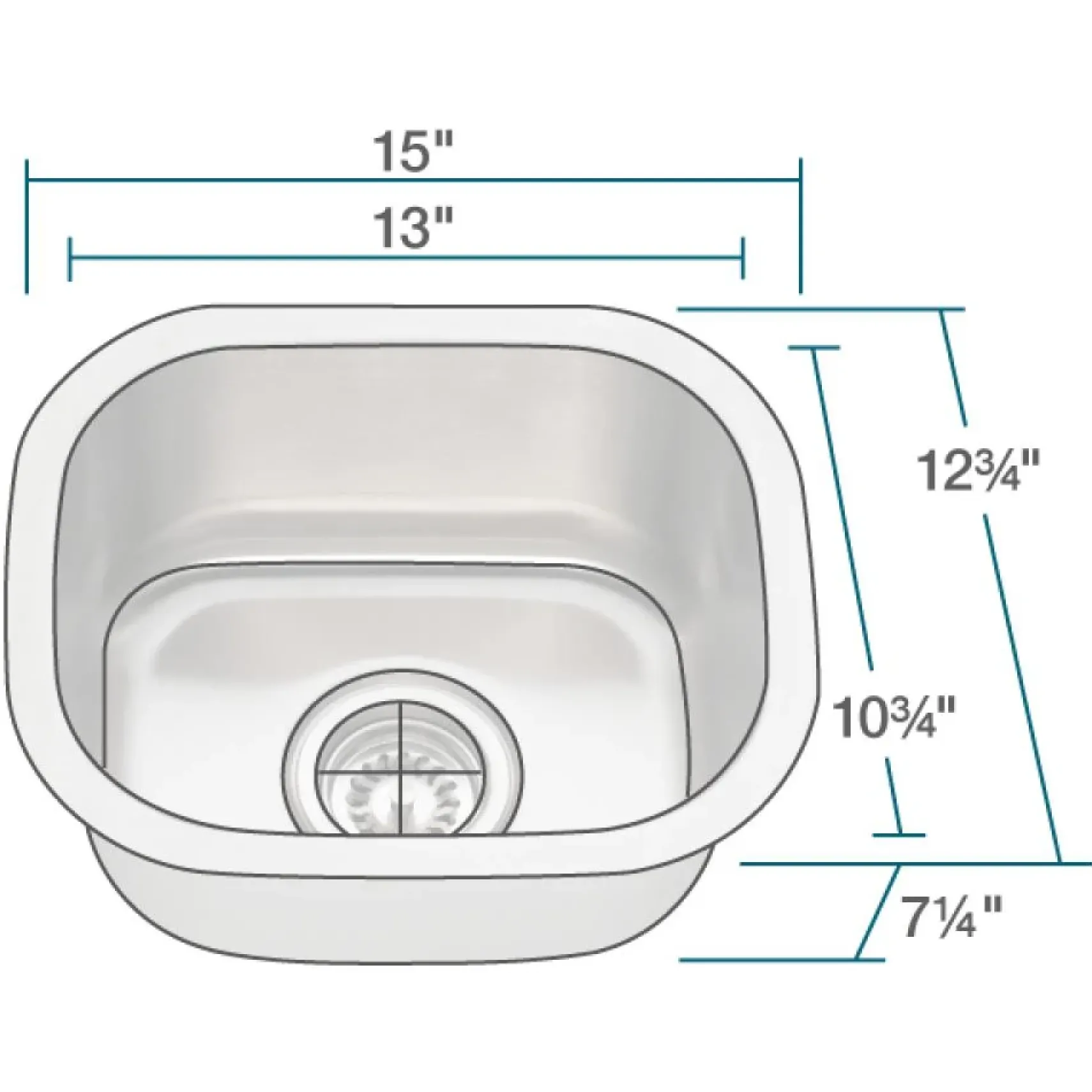 Rene 15" Stainless Steel Bar/Prep Sink, 16 Gauge, R1-1012-16