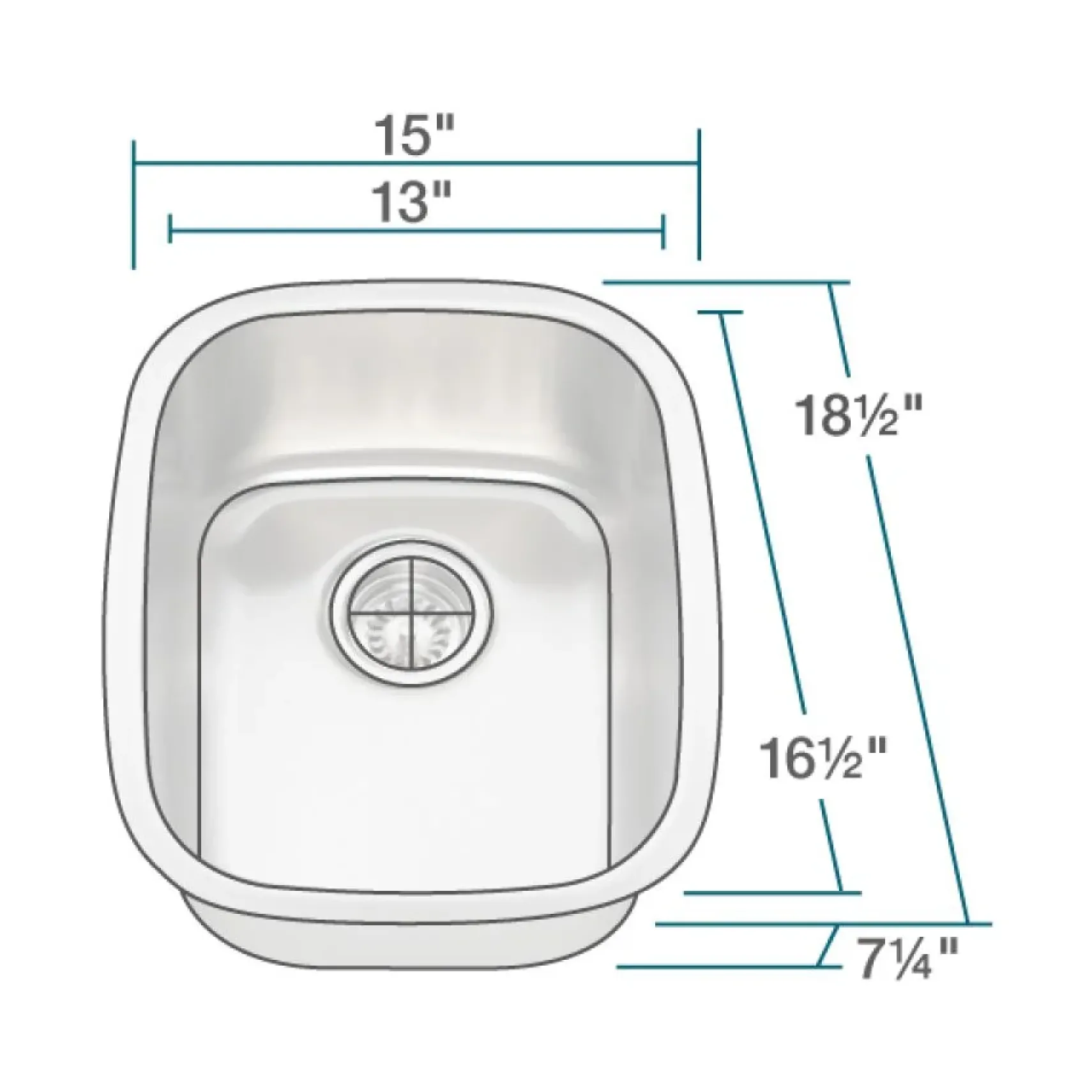 Rene 15" Stainless Steel Bar/Prep Sink, 18 Gauge, R1-1014-18