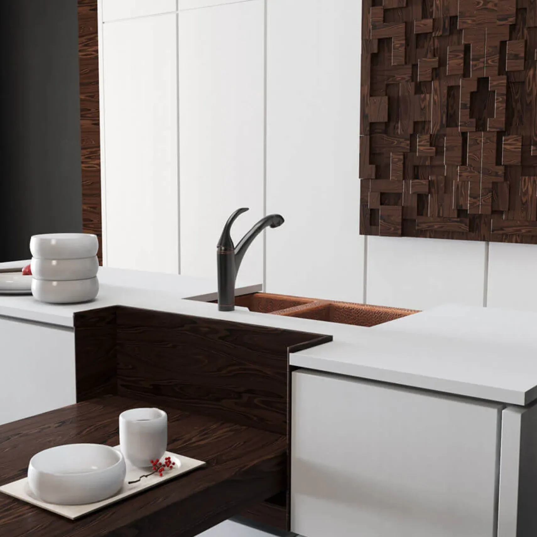 Rene 33" Copper Farmhouse Sink, 60/40 Double Bowl, R4-3001-ST-C