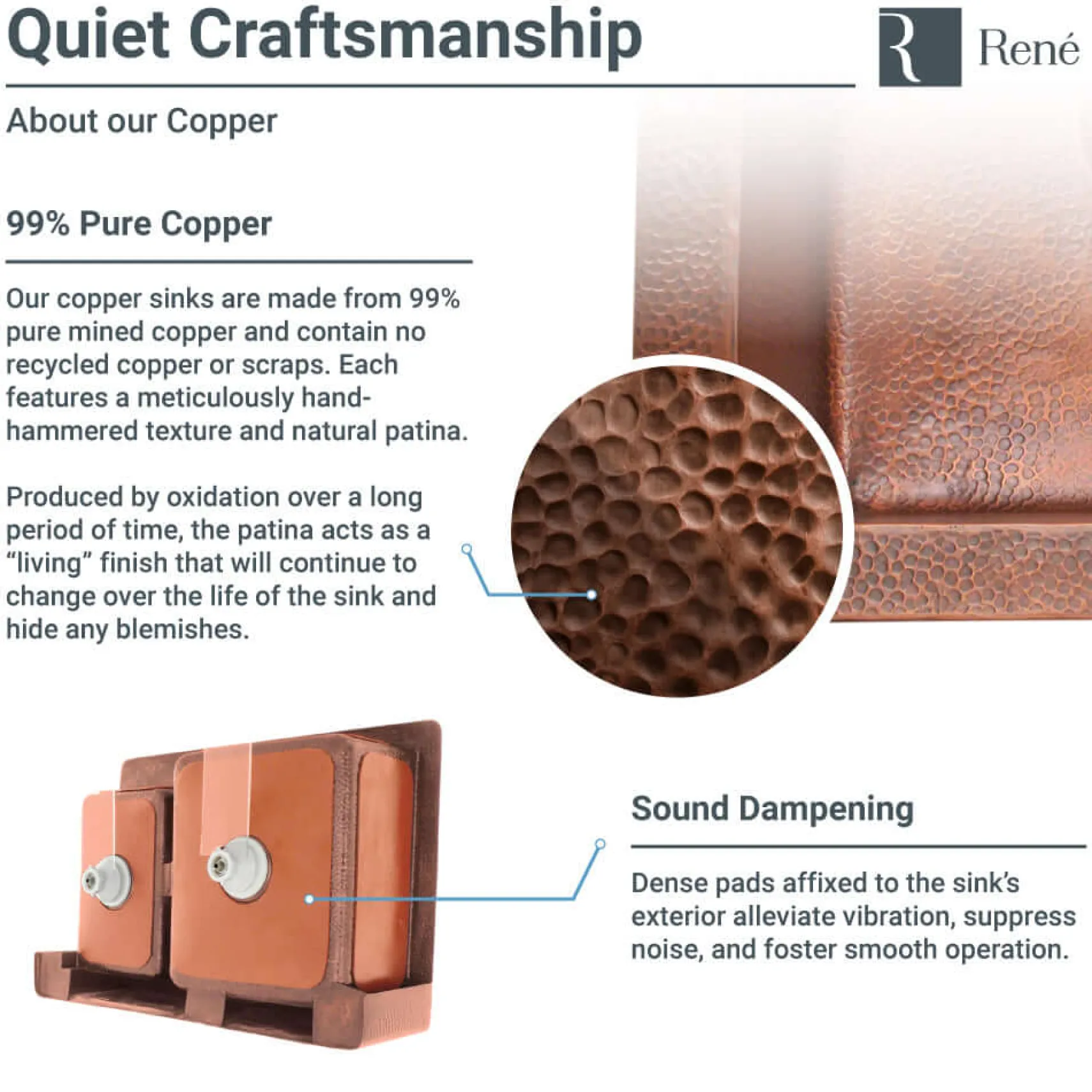 Rene 33" Copper Farmhouse Sink, 60/40 Double Bowl, R4-3001-ST-C