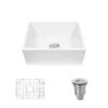 Rene 24" Fireclay Farmhouse Sink, White, R10-3004-ST-B