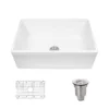 Rene 30" Fireclay Farmhouse Sink, White, Smooth/Edge R10-3005-ST-B