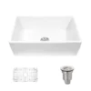 Rene 30" Fireclay Farmhouse Sink, White, Smooth/Fluted, R10-3002-ST-B