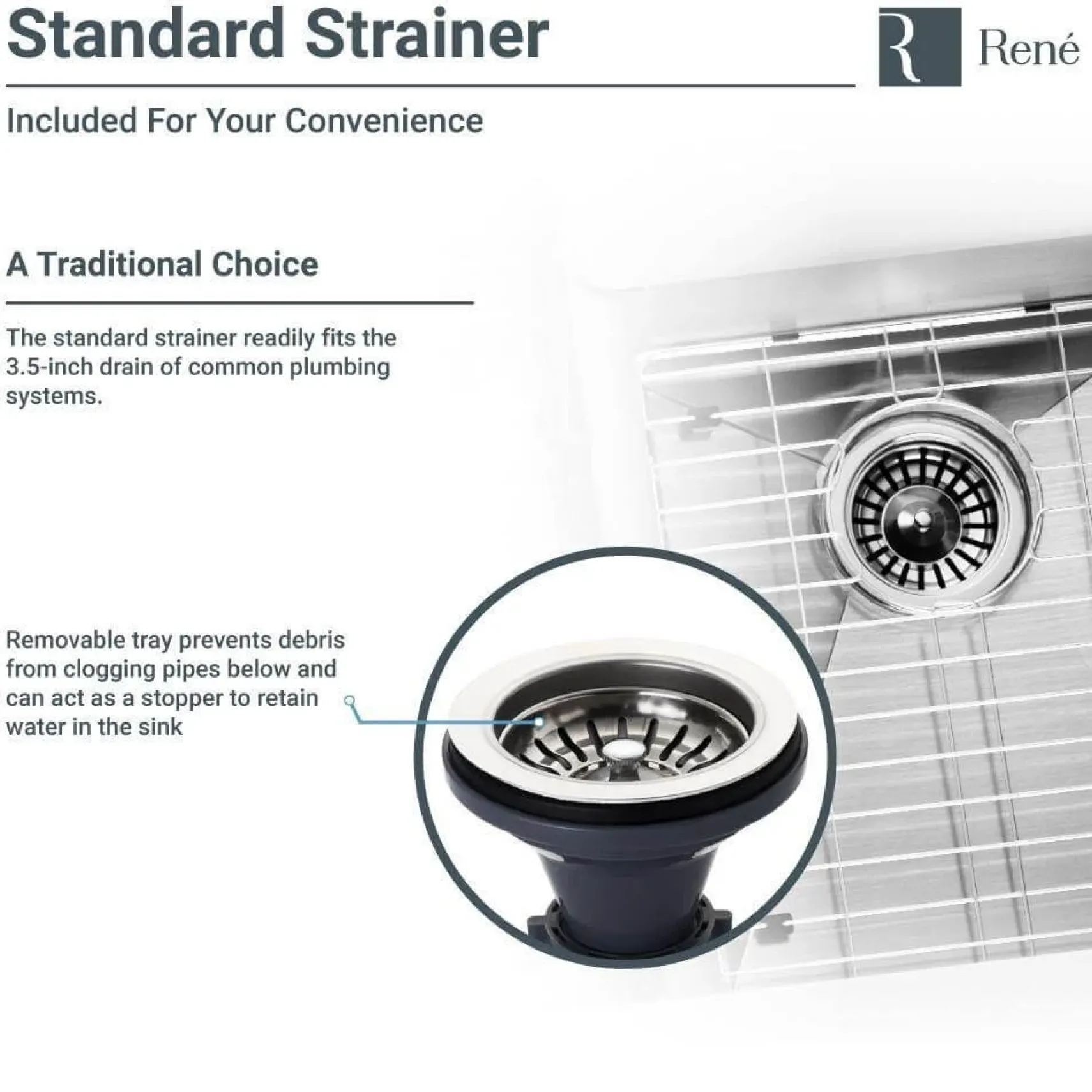 Rene 33" Stainless Steel Farmhouse Sink, 30/70 Double Bowl, 16 Gauge, R1-3003R-16