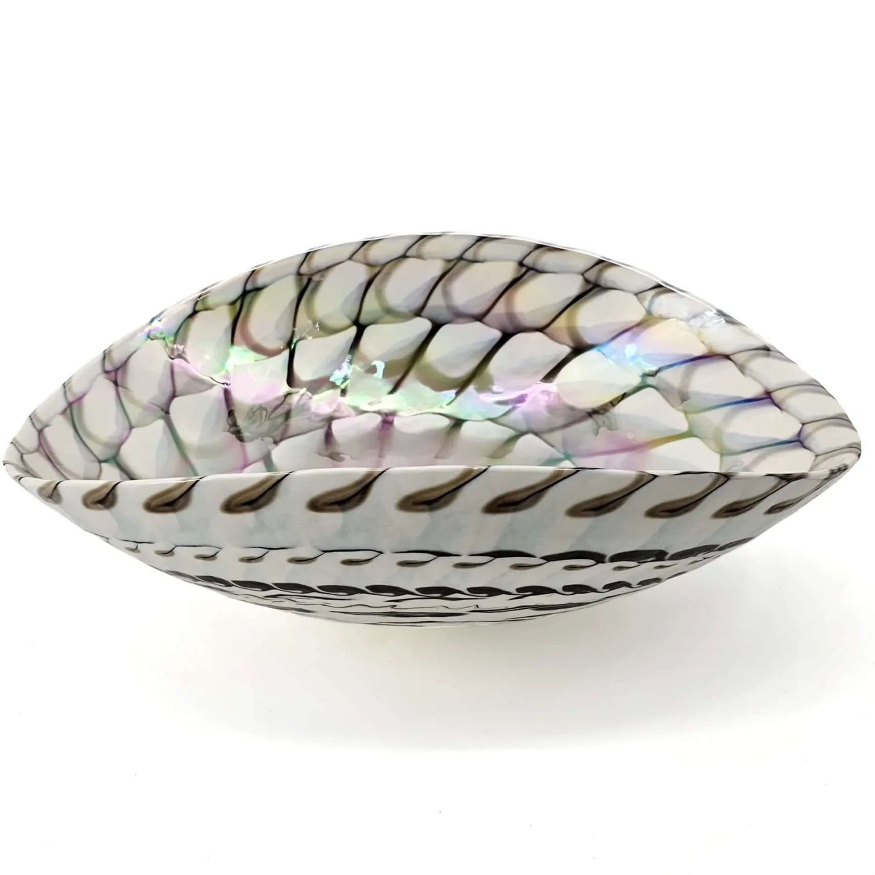 Ruvati 19 inch Murano Glass Art Vessel Seashell Decorative Pattern Bathroom Sink, Nautilus Brown, RVB3022