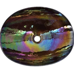 Ruvati 19 inch Murano Glass Art Vessel Seashell Decorative Pattern Bathroom Sink, Chestnut Brown, RVB3057