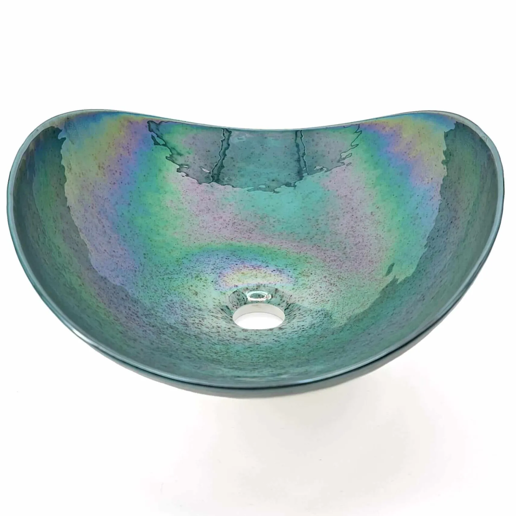 Ruvati 19 inch Murano Glass Art Vessel Seashell Decorative Pattern Bathroom Sink, Seafoam Green, RVB3056