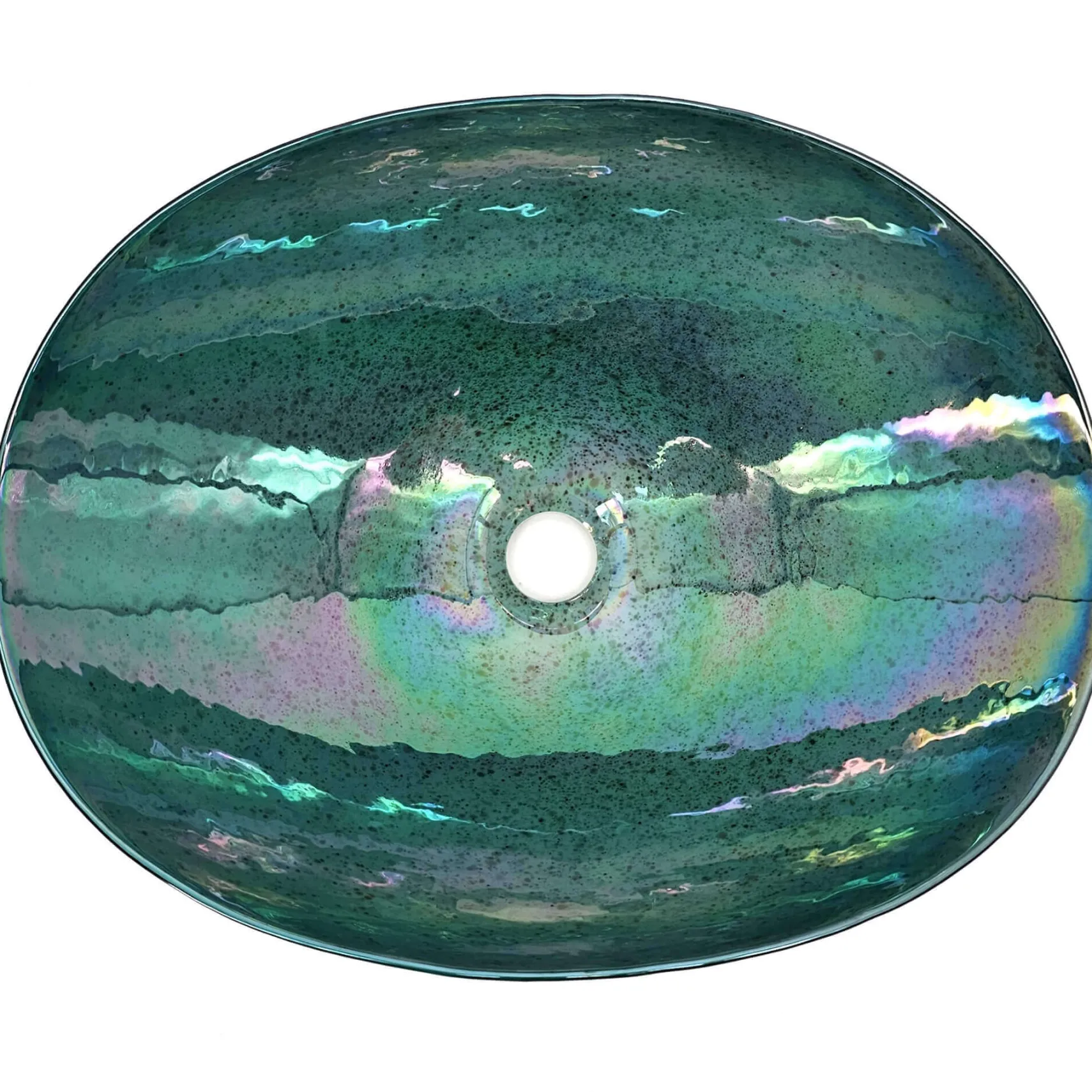 Ruvati 19 inch Murano Glass Art Vessel Seashell Decorative Pattern Bathroom Sink, Seafoam Green, RVB3056