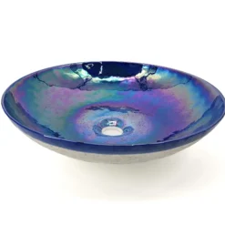 Ruvati 16 inch Murano Glass Art Vessel Circle Decorative Pattern Bathroom Sink, Celestial Blue, RVB3044