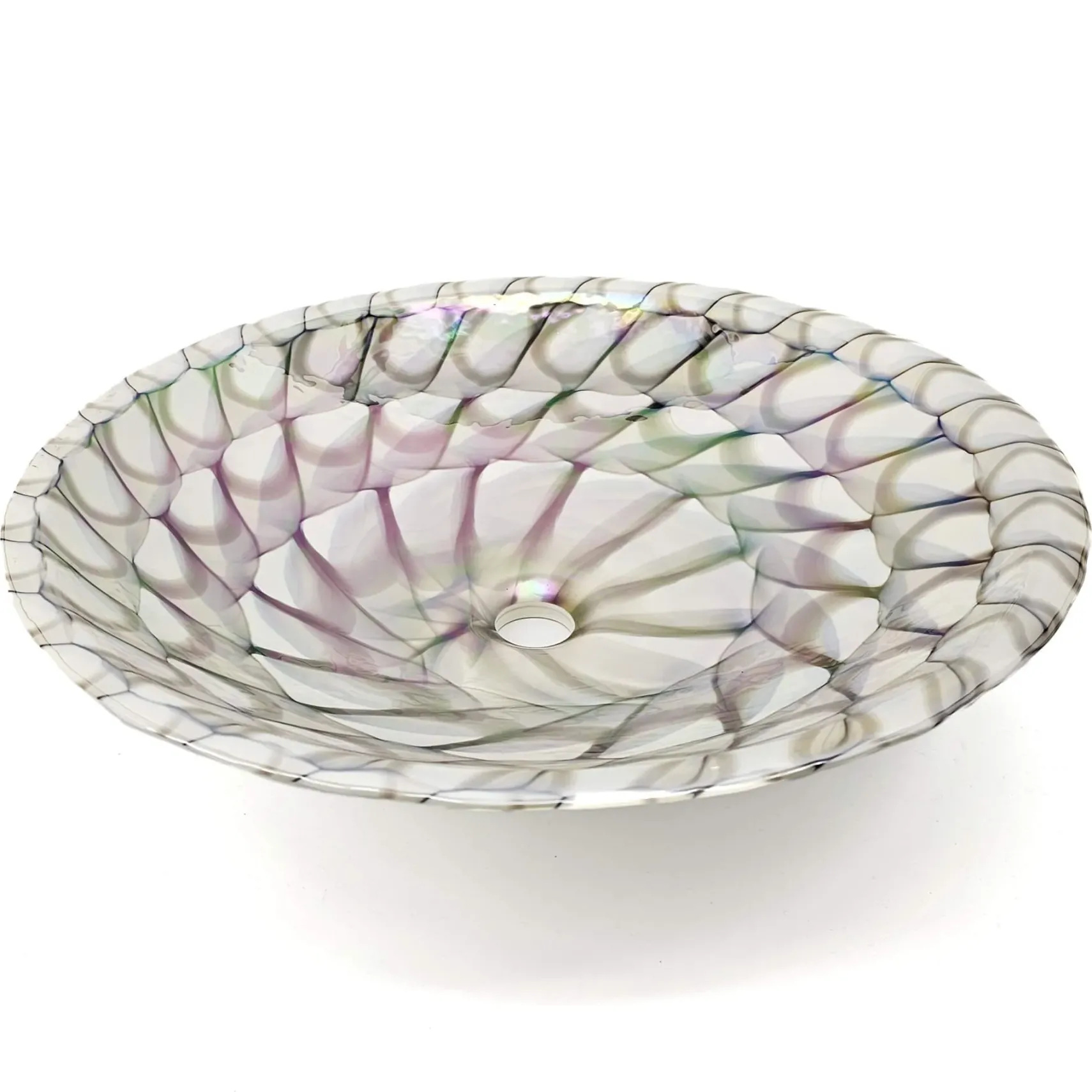 Ruvati 20 inch Murano Glass Art Drop In Round Decorative Pattern Bathroom Sink, Nautilus Brown, RVB3026